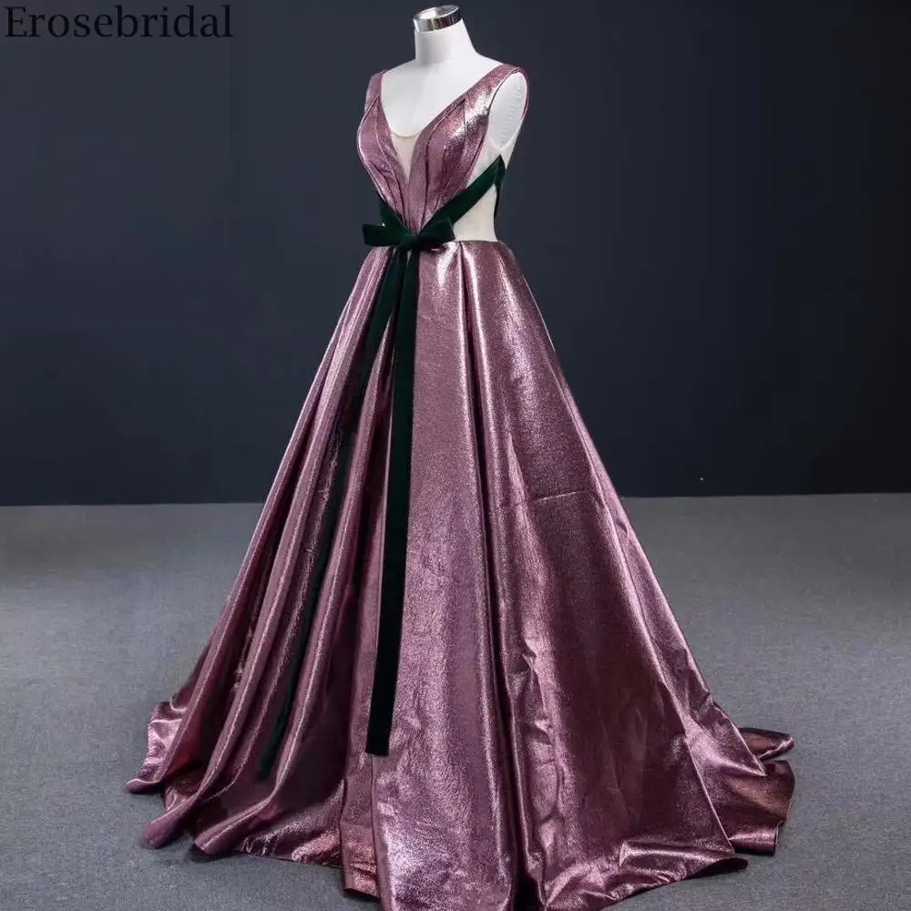 Erosebridal элегантное вечернее платье трапециевидной формы для женщин с зеленым поясом прозрачное вечернее платье со шлейфом на шнуровке сбоку