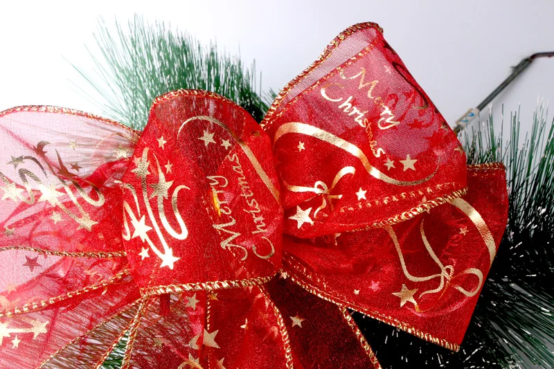 Рождественская лента 6,3*200 см с красным рождественским принтом, пряжа, лента для творчества, бант, декор рождественской елки, вечерние украшения для упаковки