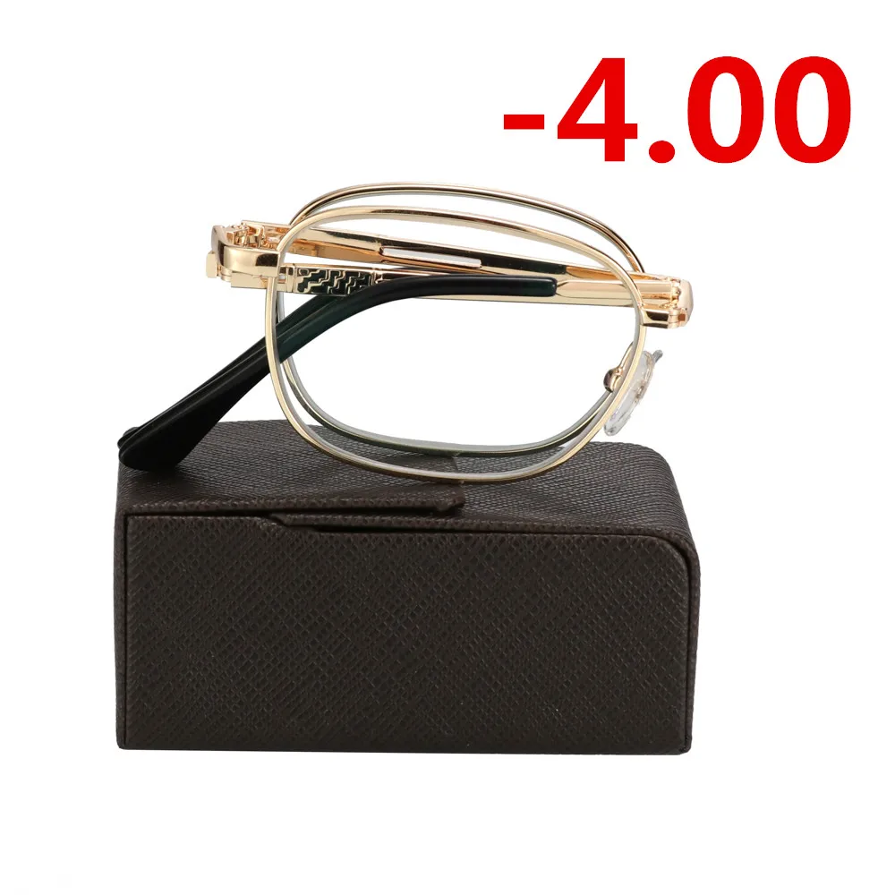 Портативные складные фотохромные готовые очки для близорукости мужские короткие очки для коррекции зрения оправа женские Рецептурные очки для близоруких очков очки-1-2-3-4 - Цвет оправы: -4.00