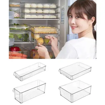 

1PC Kitchen Refrigerator Storage Box Slide Plastic Freezer Fridges Space Saver Holder Food Drawer Container Organizer Rack Shelf