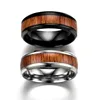 AsJerlya 316L Stainless Steel Finger Rings Durable Vintage Titanium Stainless Steel 8mm Ring Wood Grain Ring Jewelry For Men 5