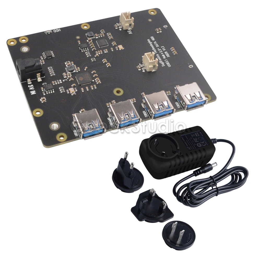 X828 baord and Power Raspberry X828 Стекируемый 2," SATA HDD/SSD Щит Плата расширения USB3.0 концентратор для Raspberry Pi 4 B/3B+/3B/2B/1B - Цвет: X828 baord and Power