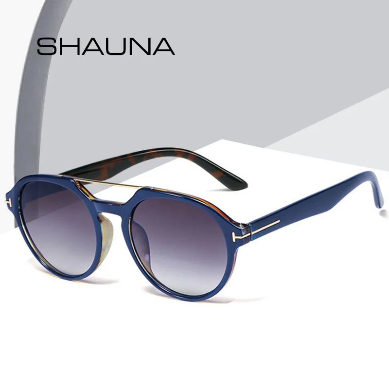 SHAUNA классические винтажные круглые женские и мужские солнцезащитные очки, Ретро стиль, двойной мост, леопардовые солнцезащитные очки, летний оттенок, UV400