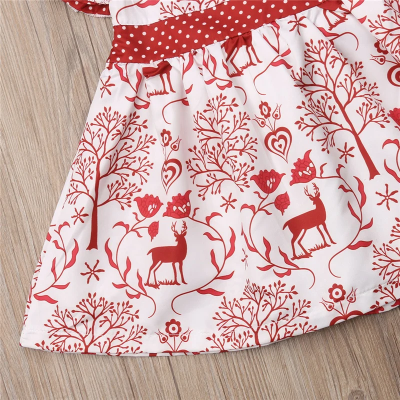 Милое рождественское праздничное платье-пачка с оленем и бантом для новорожденных девочек Рождественская одежда для маленьких девочек платье для девочек От 0 до 3 лет