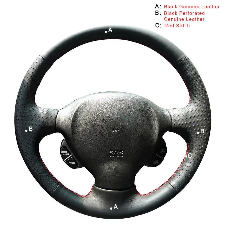 Genuine Leather Авто оплетка на руле Крышка для hyundai Santa Fe 2001 2002 2003 2004 2005 2006 аксессуары для интерьера DIY автомобильные чехлы - Название цвета: Genuine Leather