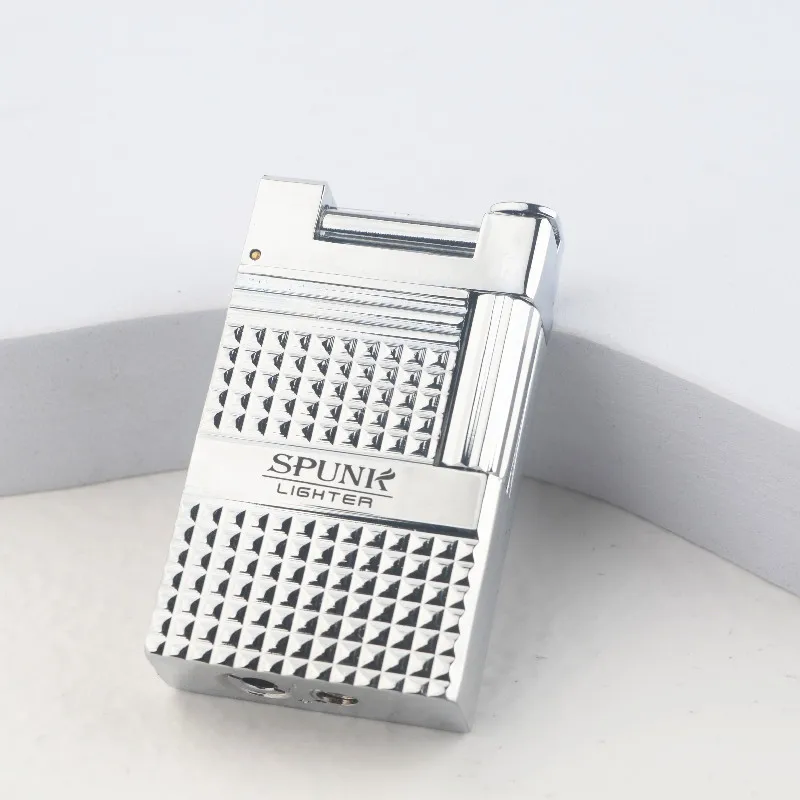 

New Pipe Gas Lighter Jet Butane Engraving Metal Grinding Wheel Oblique Flame Cigarette High Quality lighter Inflated Men's Gifts