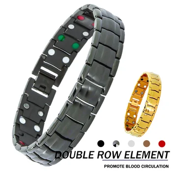 

38 Magnetic Health Therapy 316LStainless Steel Relieve pressure and improve work efficiency Bracelet For Mature man wide version