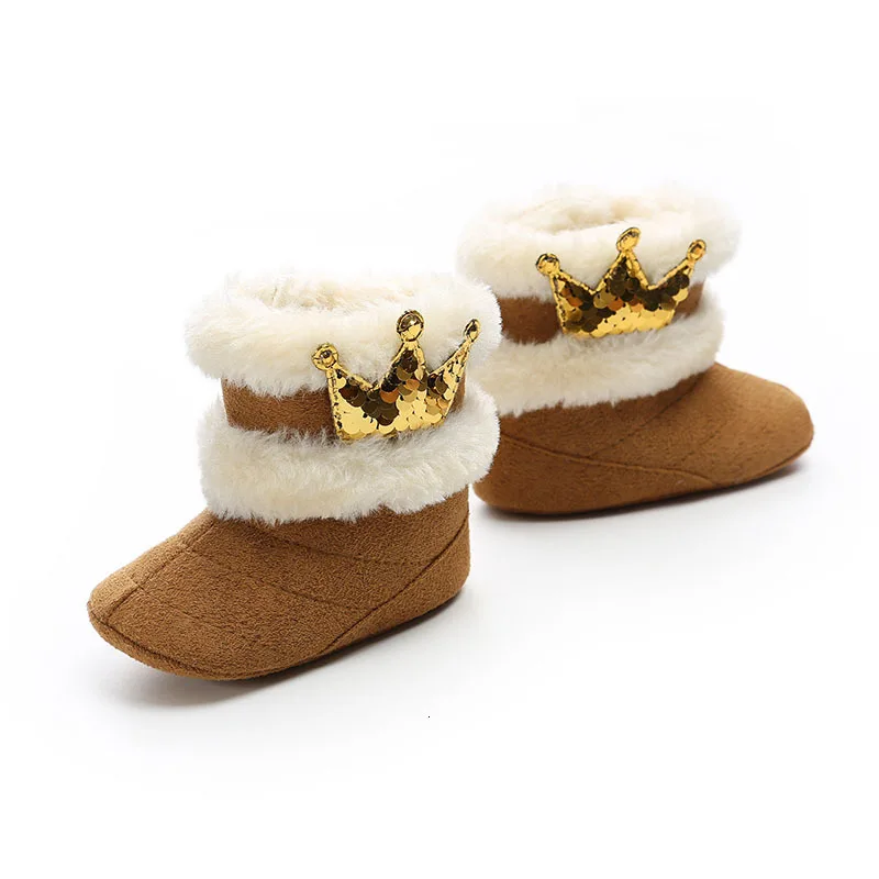 Детская обувь для малышей; обувь для мальчиков и девочек; зимние теплые ботинки с короной; детские ботинки с высоким голенищем на липучке; Зимние Повседневные утепленные хлопковые ботинки