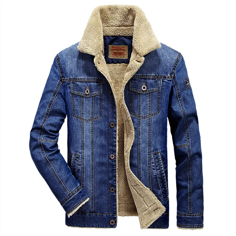 

2016 the AFS JEEP winter thick Denim Blue jackets plus size 6xl Casual male jacketcoats