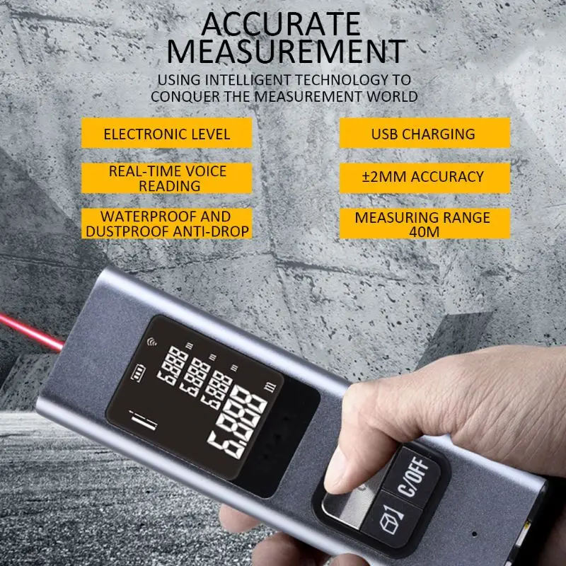 Portable Rechargeable Laser Rangefinder 40M Laser Distance Meter Range Finder Portable Rechargeable Laser Rangefinder 40M Laser Distance Meter Range Finder