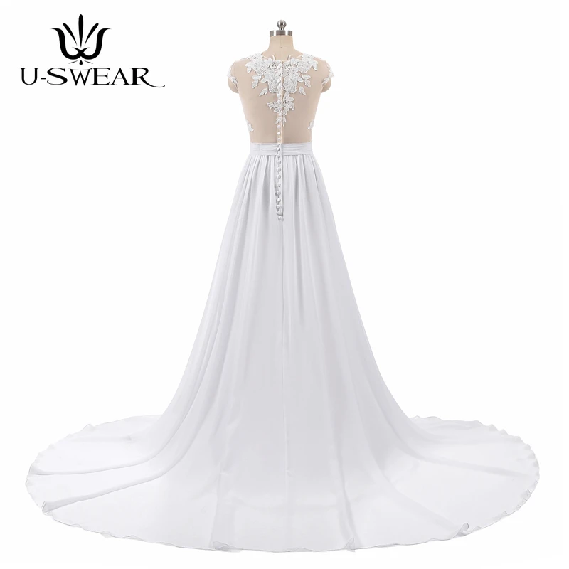 Elegant A Line Side Slit Lace Applique Chiffon Large Size Wedding Bridal Gown Beach Dresses Vestidos De Novia | Свадьбы и торжества