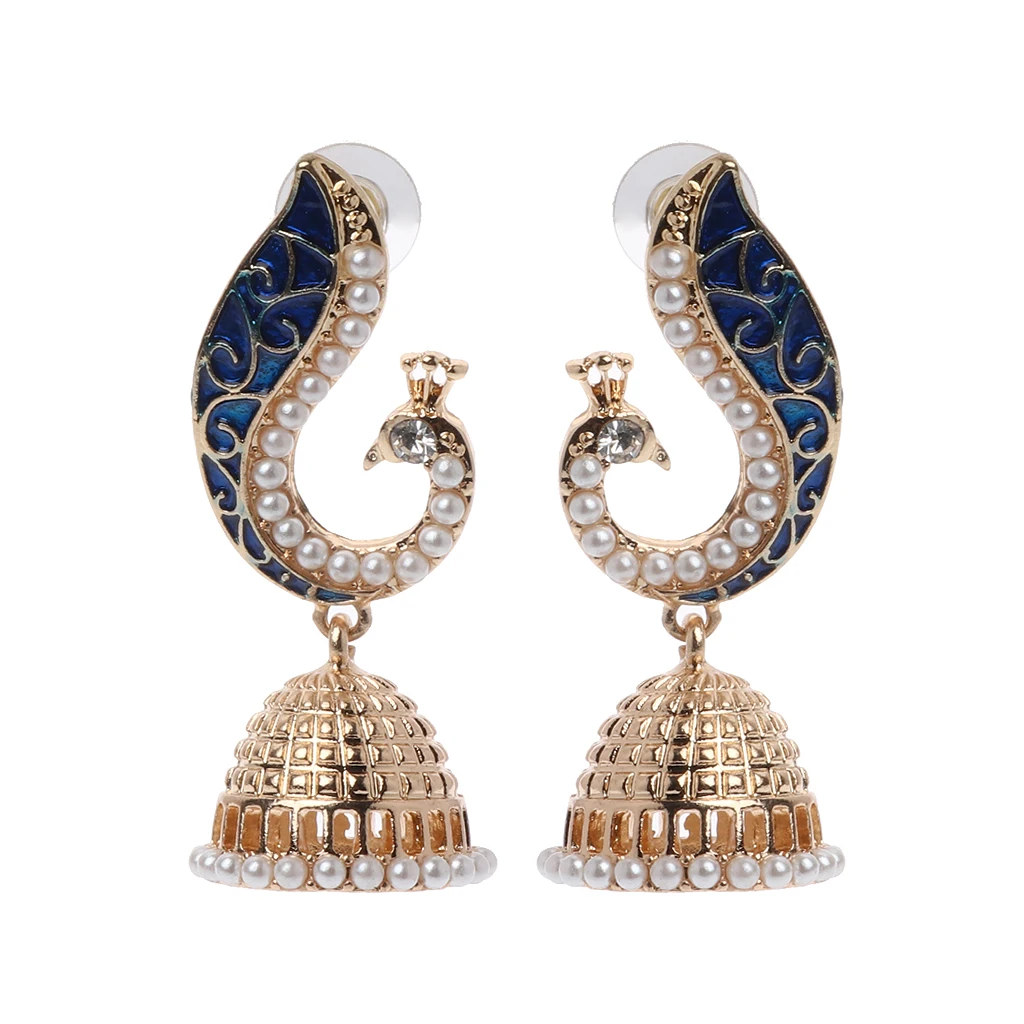 Ретро Индийский Болливуд кундан Павлин Jhumka Jhumki Висячие серьги цыганские
