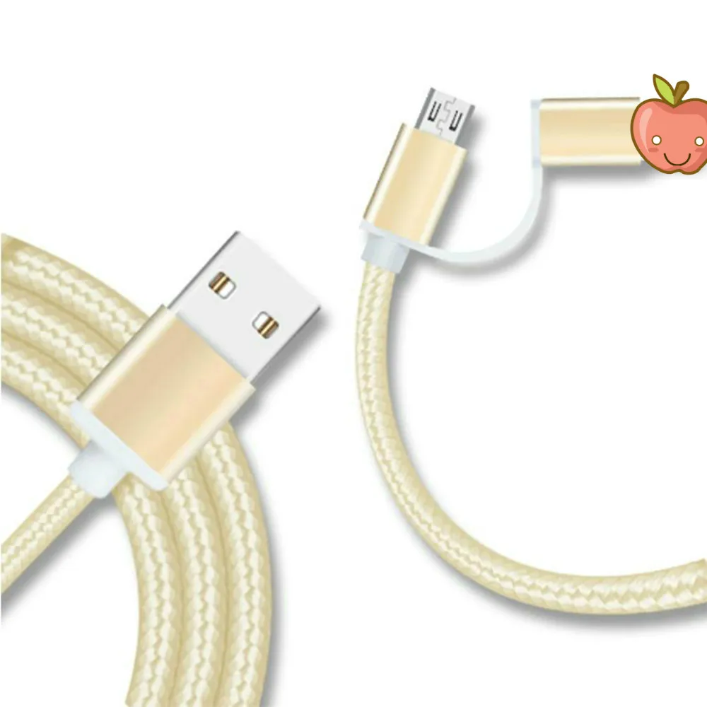 2 в 1 USB кабель Type C Micro для быстрой зарядки многофункциональный нейлоновая оплетка