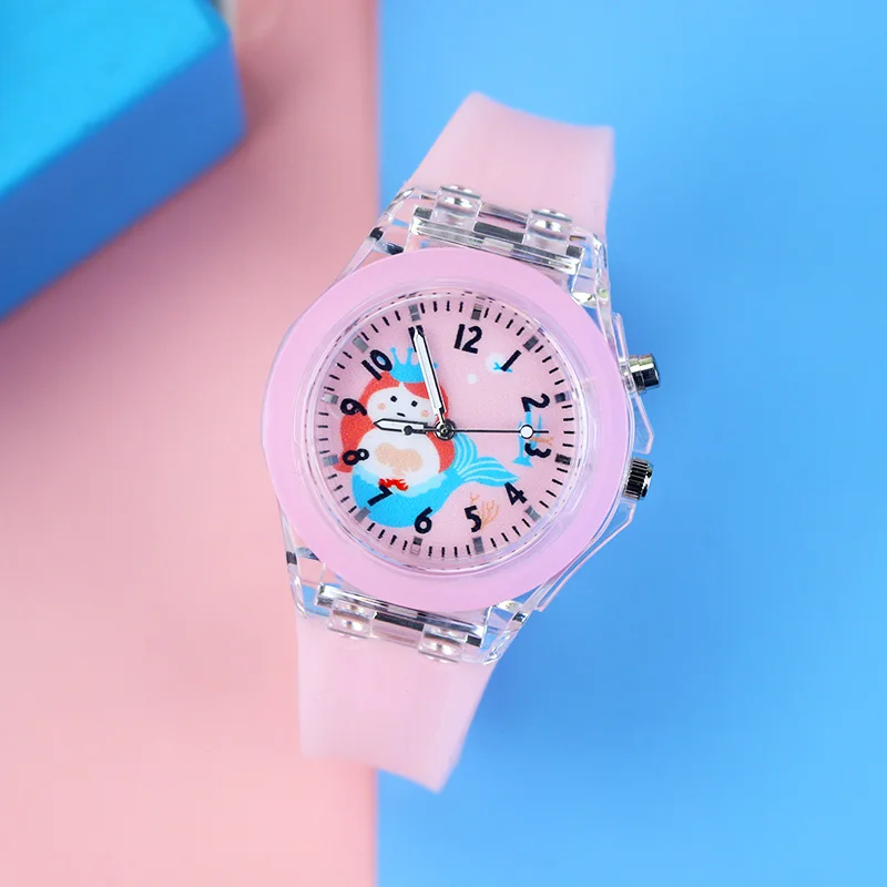 Reloj Infantil Caricaturas 3d Niña Kawaii Contra Agua Led Color De La  Correa Flamingo Rosa