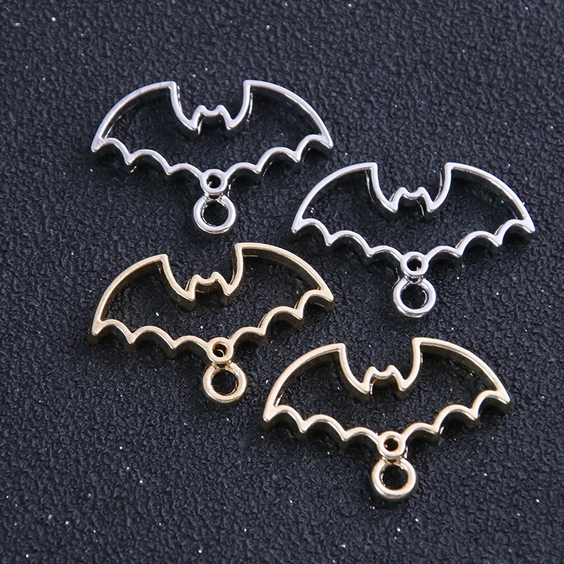 

6pcs 20*30mm Two Color Alloy Jewelry Accessories Animal Bat Charm Hollow Glue Blank Pendant Tray Bezel