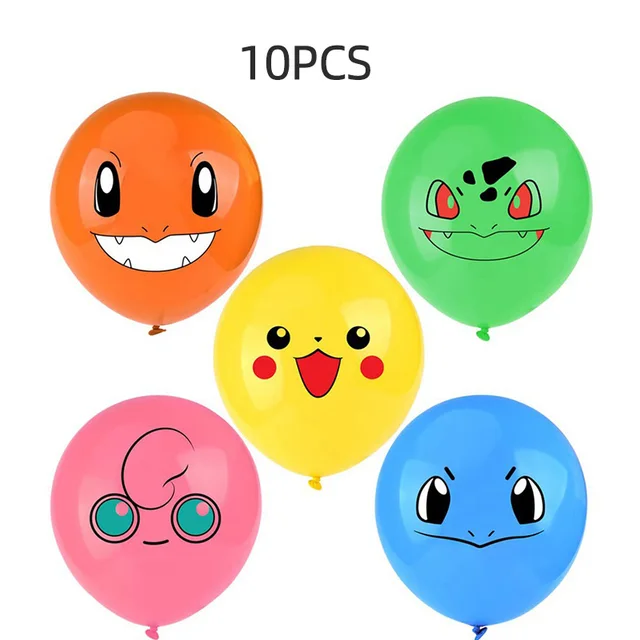 Pokemon Birthday Party Tool Props Straw Banner Baby Shower Party Supplies Wedding Balloon Decoration Pikachu Topper Boy Surprise 10PCS