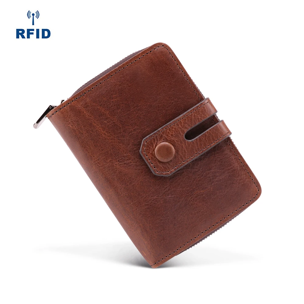 Мужской кошелек на молнии RFID с держателем для карт, высококачественный мужской кошелек, мягкий кошелек для монет, повседневный короткий кошелек для мужчин, стандартный кошелек