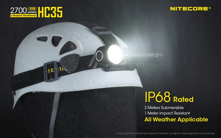 Nitecore 2700 LMs HC35 перезаряжаемый 4 x CREE XP-G3 S3 светодиодный налобный фонарь+ аккумулятор 4000 мАч фонарик для кемпинга и путешествий