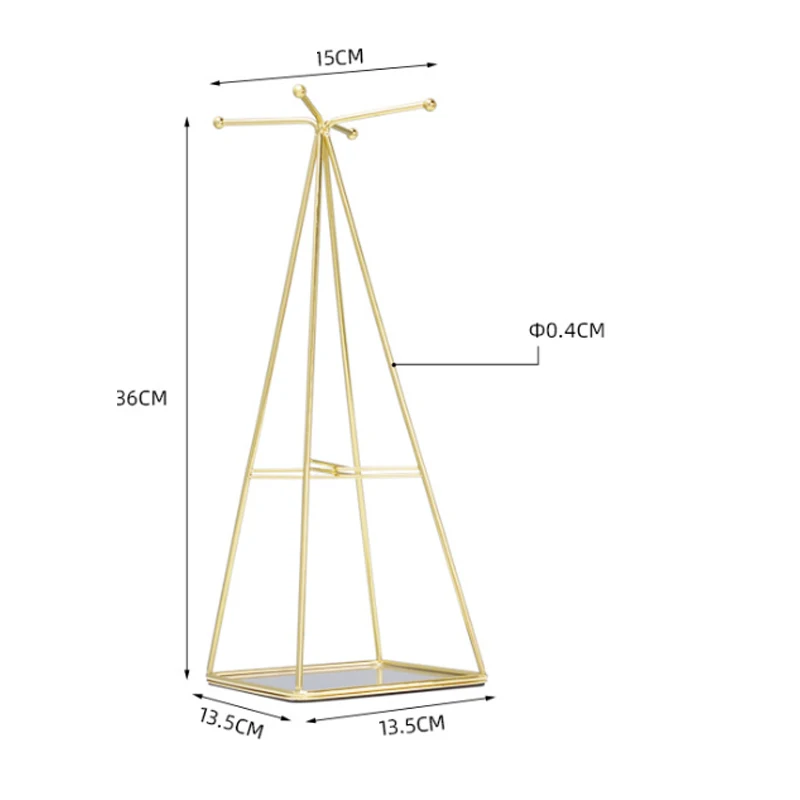 Скандинавский светильник, роскошный стиль, ювелирная витрина, полка для ожерелий, серьги, Золотая Геометрическая кованая железная стойка для хранения, украшение для рабочего стола