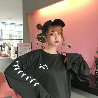Just like picture WY037 Высокая качественная толстовка с капюшоном Осенняя Новинка; толстовка в стиле Харадзюку для женщин с О-образным вырезом свитер с длинным рукавом Свободные однотонные пуловеры толстовки - Цвет: Just like picture