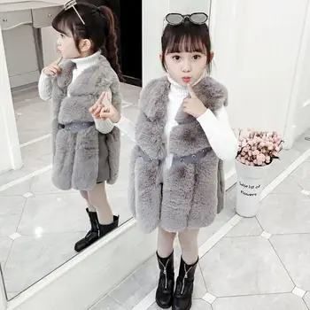 

Children Faux Fur Vest Coat Imitation Fur Jacket Thicker Warm sleeveless Spliced Waistcoat Modis kids clothes jacket Y2194