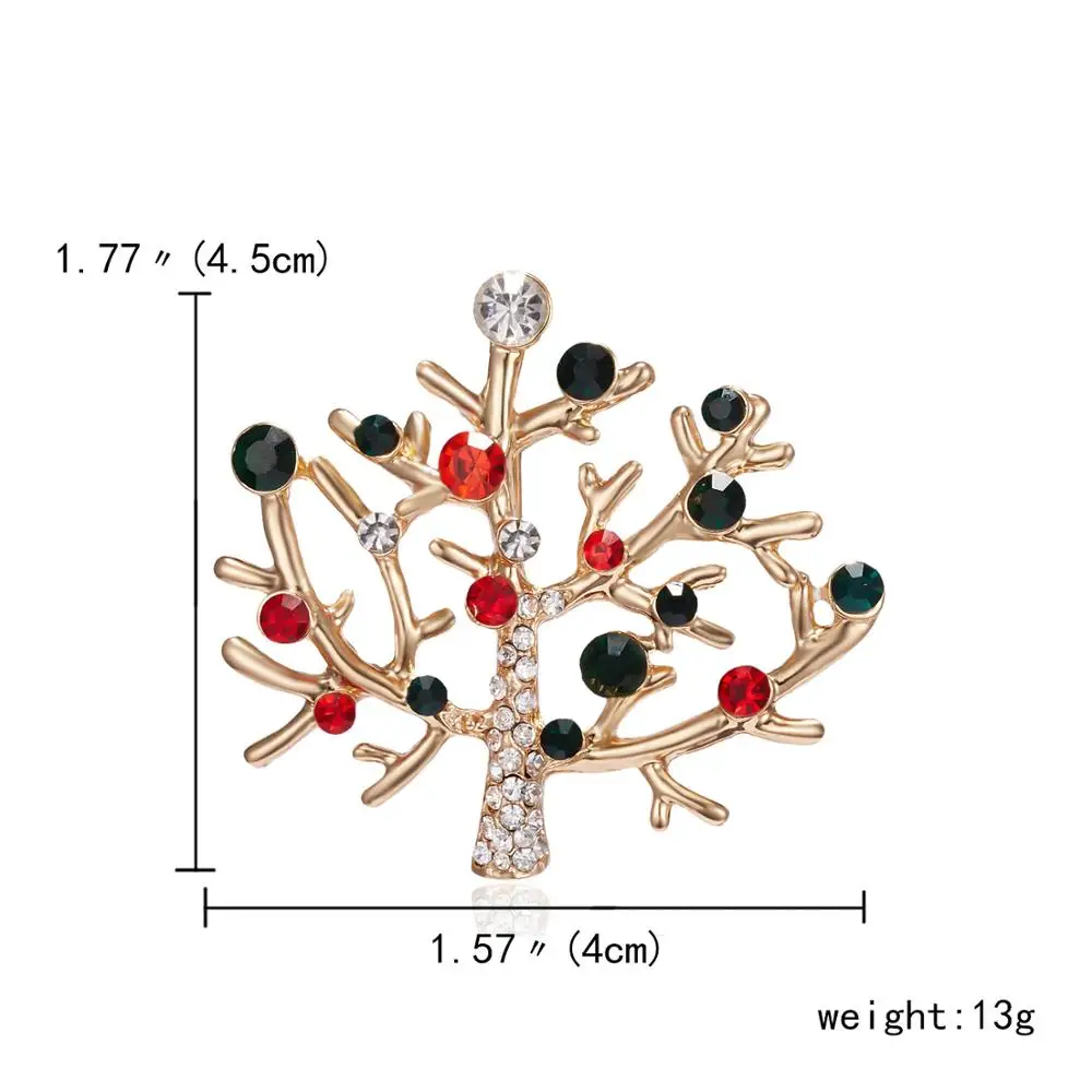 Новая Рождественская елка Броши для женщин со стразами инкрустация Праздничная брошь булавки подарок зимнее пальто брошь для головного убора новогодняя мода ювелирные изделия - Окраска металла: tree 18