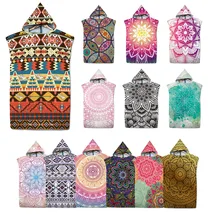 Personality Mandala Pattern Microfiber Quick-drying Hooded Beach Towel Swimming Bathrobe Adults Children Surf Cloak Customizable