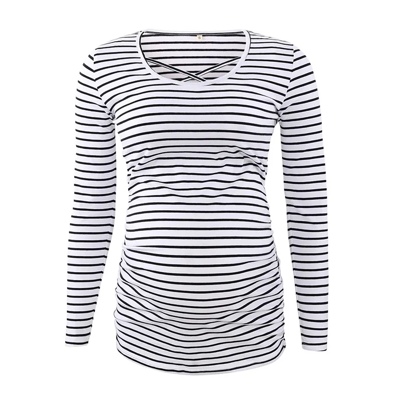 White Black Stripe 3 упаковки, сохранить Блузы для беременных топы для беременных с длинным рукавом для будущих мам, одежда Premama, удобная туника, повседневная женская одежда, топы - Цвет: White Black Stripe