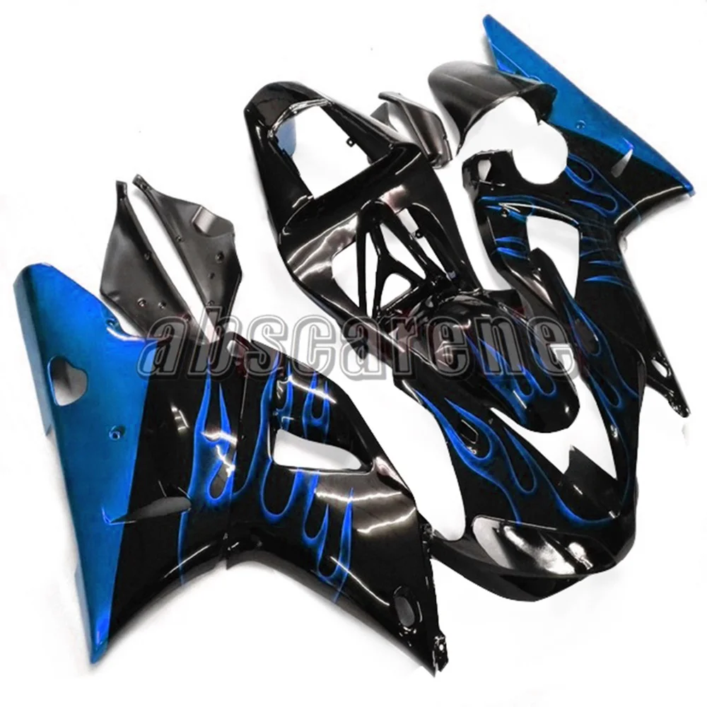 R1 2000 2001 инъекции полный обтекатель комплект для Yamaha YZF1000 R1 2000 2001 YZF R1 00 01 ABS пластик Кузов черный с синим пламенем