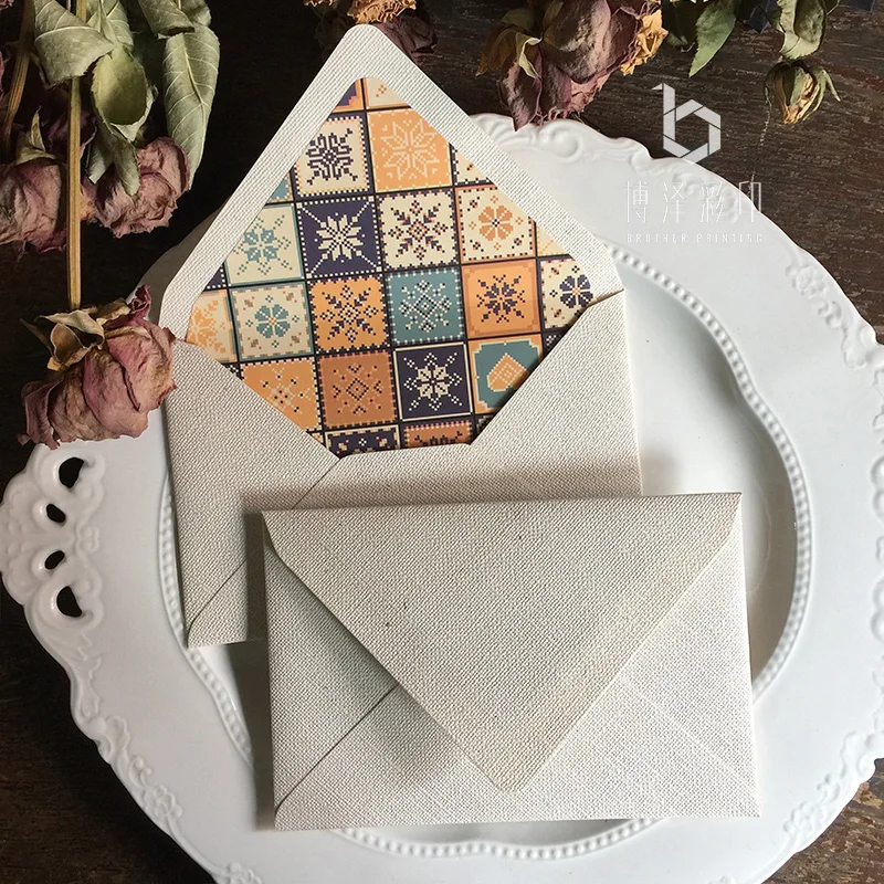 

20pcs/lot Creative Thicken Envelopes Plant Leaves Grid Pattern Stationery Paper Gift Craft Wedding Invitations Literki 11x16.5cm
