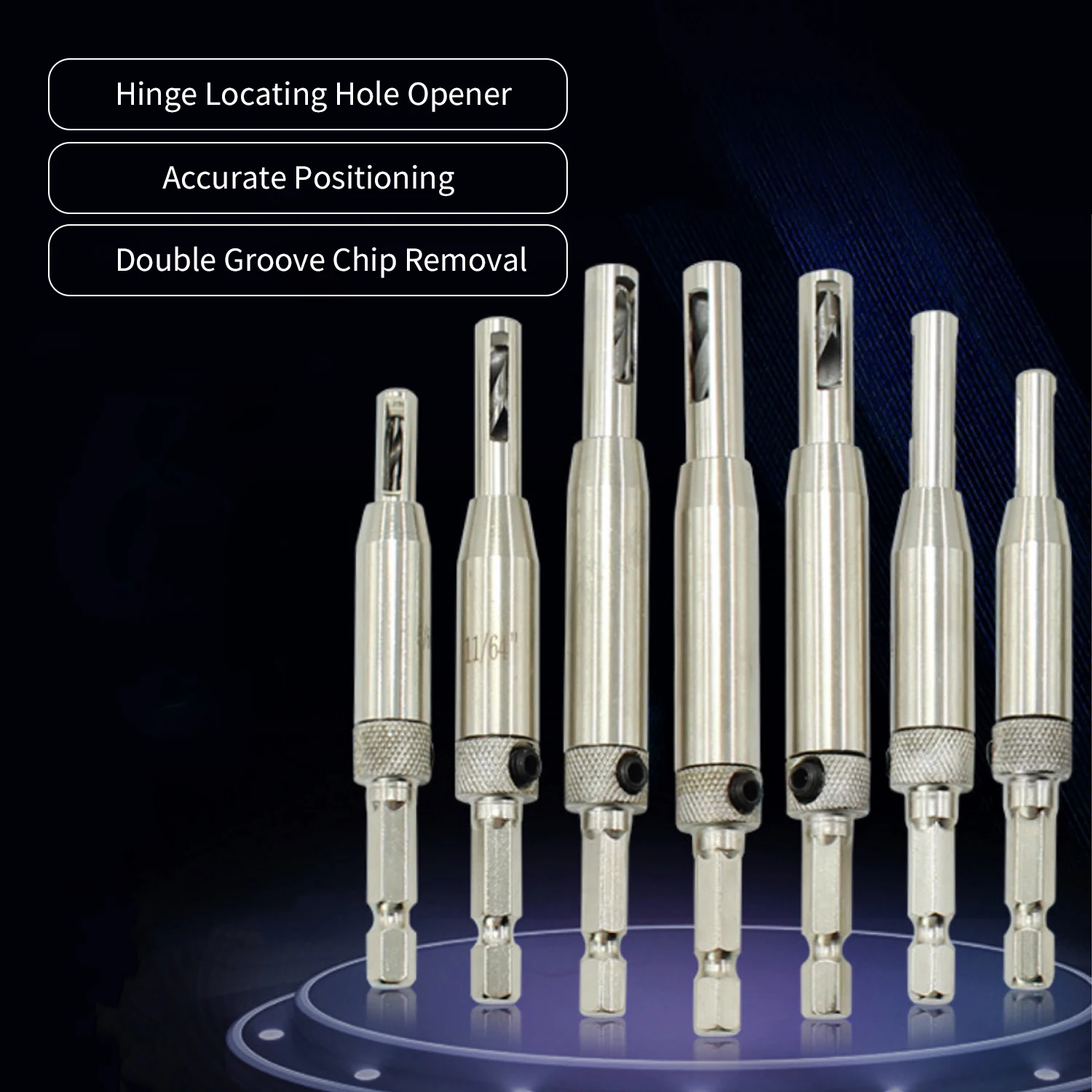 

Hinge Center Positioning Bit Hinge Tapper Core Drill Bit Center Drill Bits Set Hinge Central Combination with Hex Wrench