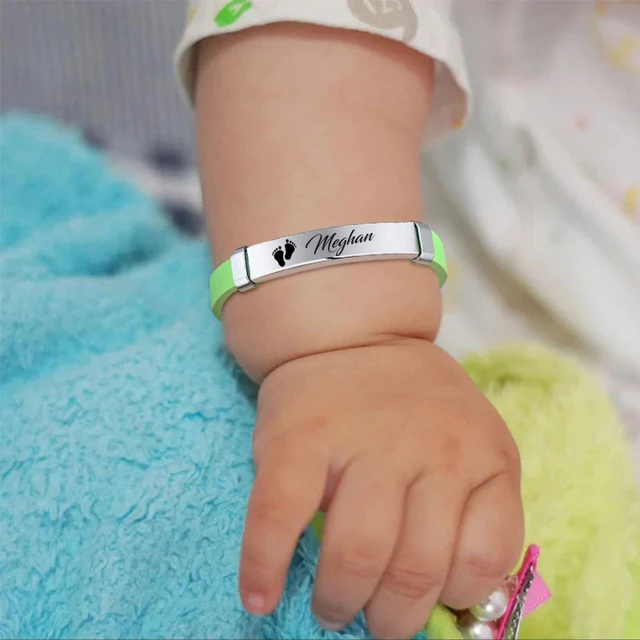 Bracelet personnalisé avec nom et identification pour enfant, bracelets  d'identité en Silicone gravés, cadeau de sécurité réglable pour fille et  garçon - AliExpress