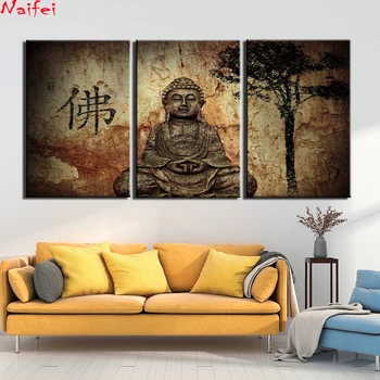 

Triptych Religion 5d Diamond Painting Full 3 Piece Abstract Buddha Diamond Embroidery Mosaic Rhinestone Pictures Art Home decor