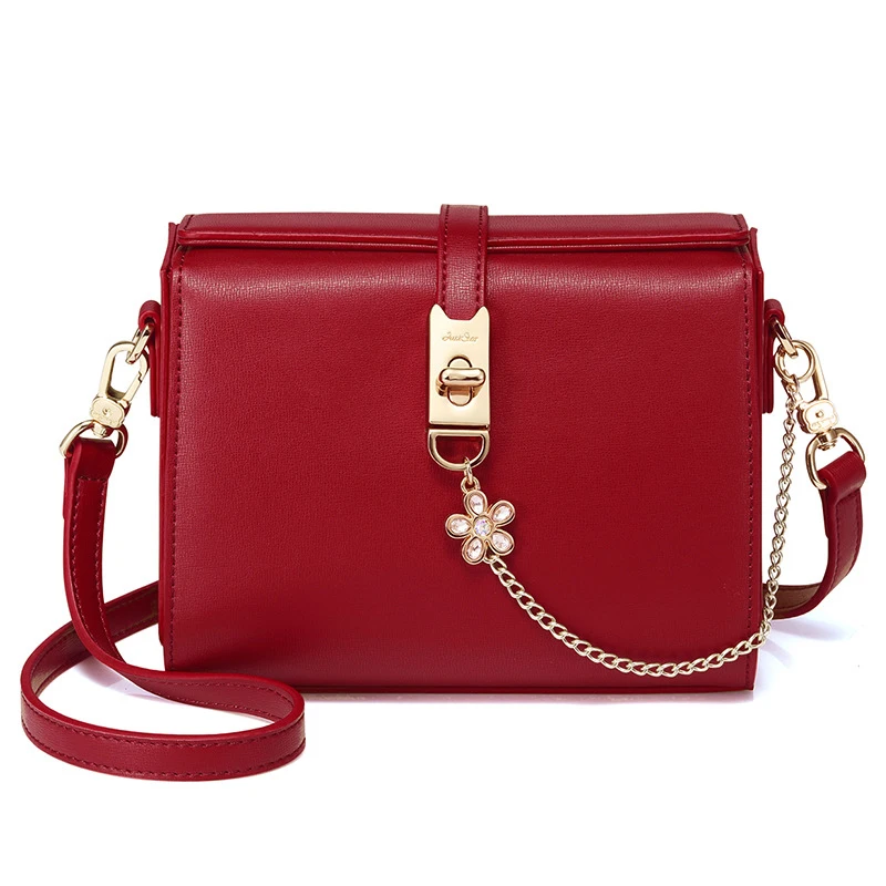 

JUST STAR Brand PU Leather Ladies Messenger Bags Fashion Chains Small Box Women's Crossbody Bags