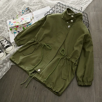 

Spring Autumn Baby Girls Fashion Long sleeve Trench Coats 3-7Yrs Solid Loose Casual Girl Jacket Outerwear Children Clothing