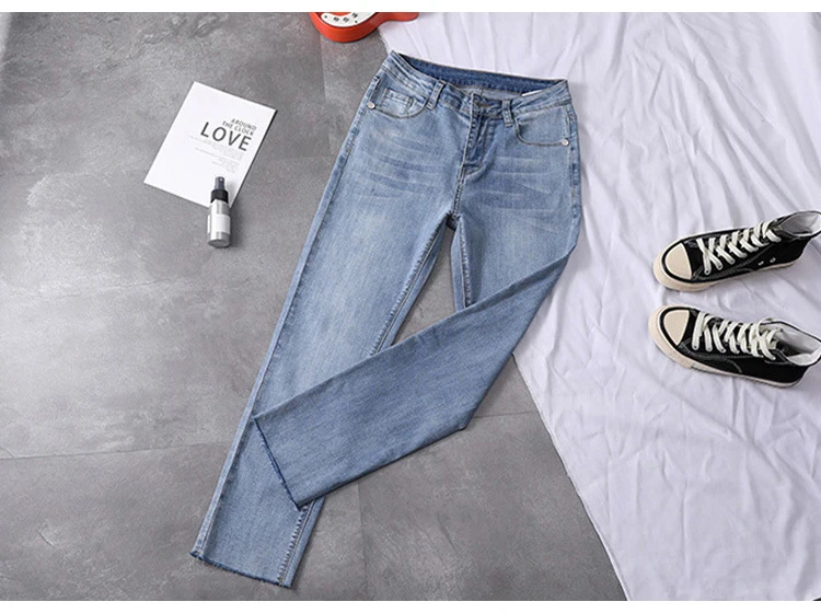 Streamgirl White Jeans For Women Skinny Autumn Denim Pants Capris Straight Black Skinny Jeans Woman High Waist Ankle Denim Pants