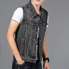 New Style Men's Denim Vest Waistcoat Fashion Man Washing Embroidered Indians Cowboy Clothes Men'S Wear