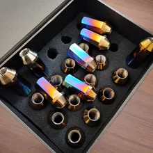 PYTITANS titanium TC4 Gr5 48 мм стопорные гайки для автомобильных колес M12 x 1,5X48 мм анодированные Цветные Титановые гайки