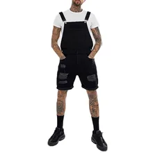 Мужские джинсовые комбинезоны, шорты, защитные рваные джинсовые комбинезоны для мужчин, штаны на подтяжках, новая модная повседневная черная летняя одежда