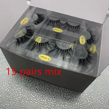 

WS 100% Handmade 5D Mink lashes Wholesale 5/15 Pairs in Bulk Fashion Fluffy Reusable Makeup Eyelashes have Tray no Box 2020Style