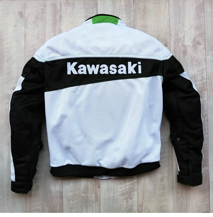 Motorcycle White Jacket For Kawasaki Motorbike Street Moto Rider Mesh Jackets With Protector