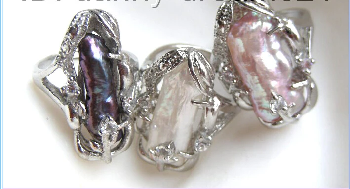 +++ shipping&gt &gt&gt&gtwonderful 3piece 20mm white pink black BIWA freshwater pearls rings | Украшения и аксессуары