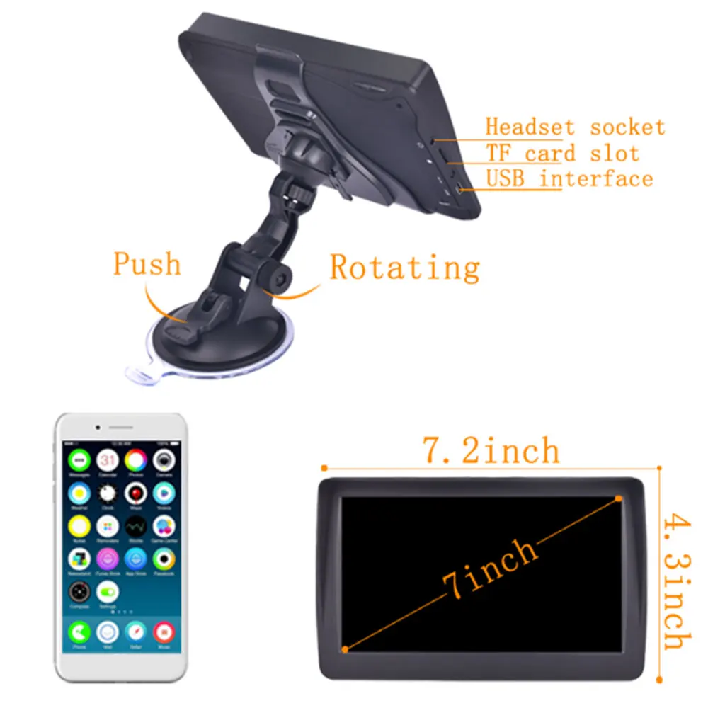  Vehemo 7 Zoll Unterstützung für Nationalen Sprachen HD GPS Navigator FM Emission GPS Navigator Syst
