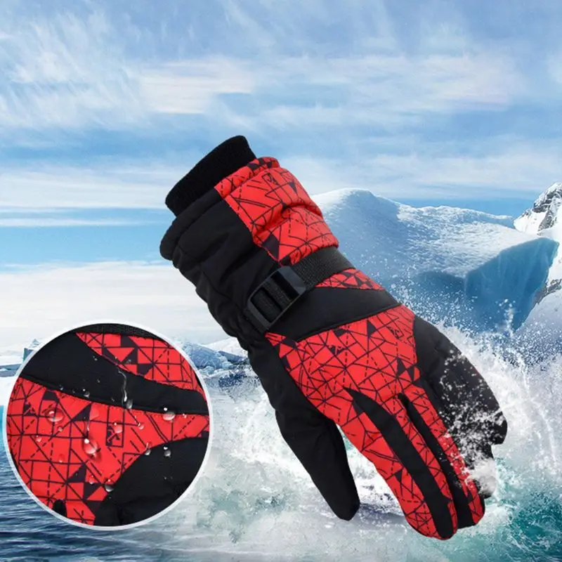 

Unisex Winter Camo Stripes Snow Ski Gloves Waterproof Thermal Plush Warm Mittens 27RD
