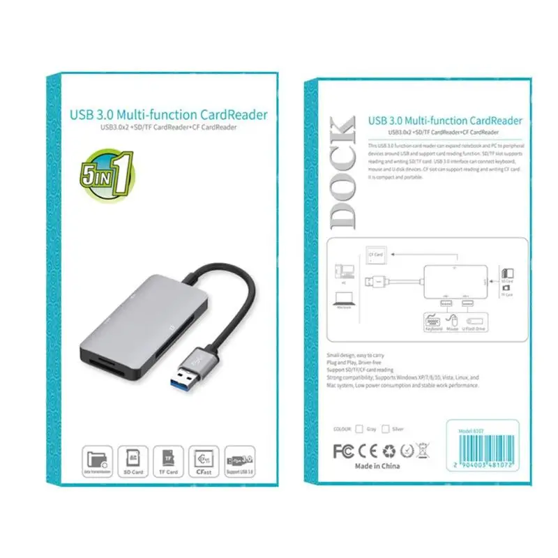 USB 3,0-Dual USB 3,0+ TF/CF устройство для чтения карт памяти Док-концентратор конвертер адаптер для Windows Mac OS Linux ноутбук Настольный ПК компьютер