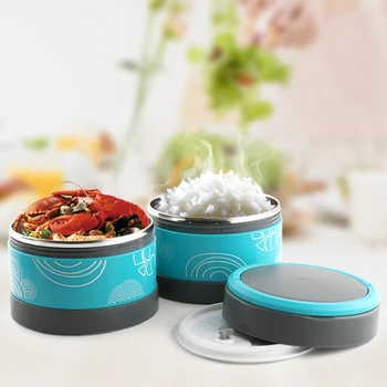 

Stainless Steel Food Container Thermal Lunch Box Multi-layer Round Student Sealed Heat Preservation Barrel Bento Lunch Box