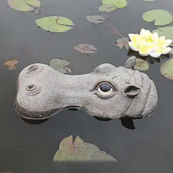 

Hippopotamus Crocodile Head Natural Resin Pond Float With Protective Coating Realistic Floating For Park Pool Pond Decoration