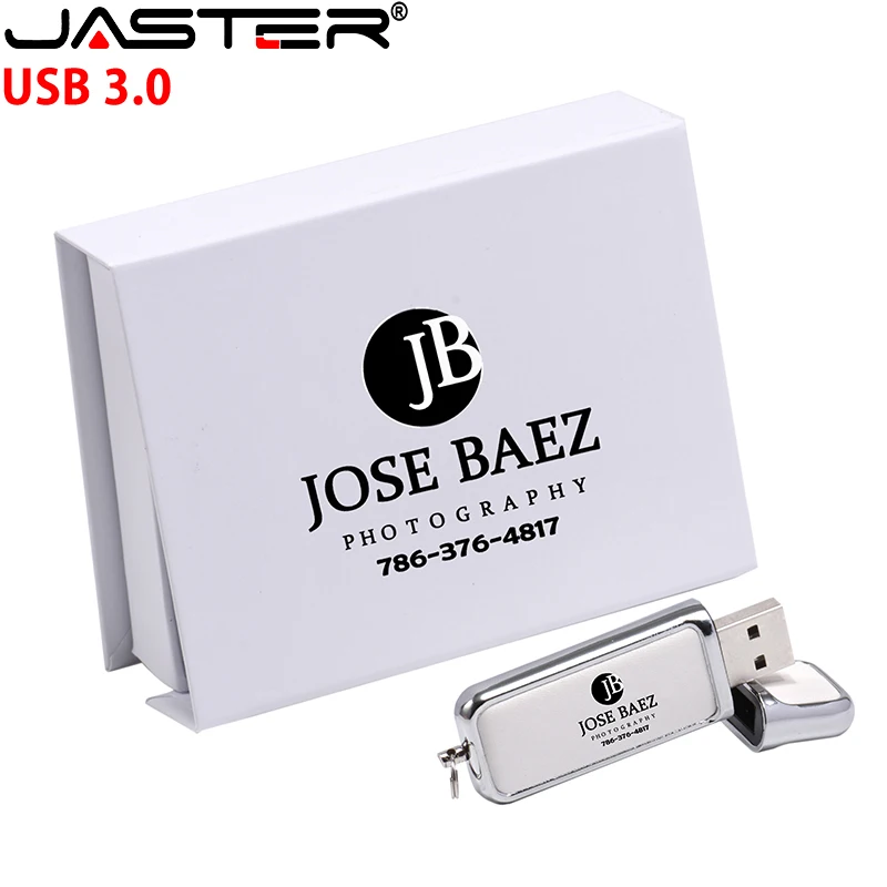 JASTER белый кожаный USB флэш-накопитель USB 3,0 4 ГБ 8 ГБ 16 ГБ 32 ГБ 64 ГБ 128 ГБ флэш-накопитель с упаковочная черная коробка Пользовательский логотип