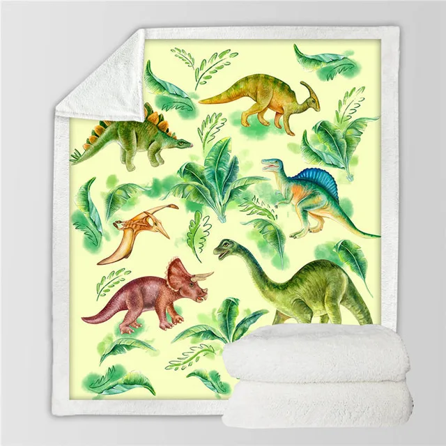 HUGSIDEA Lovely Cartoon Dinosaur Throw Blanket Kid/Child Flannel Fleece Couch Blanket Soft Keep Warm Bedding Cover Cozy Blankets - Цвет: HMM1395