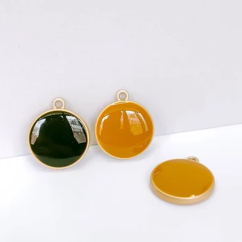 

Enamel Simple Round Eardrop Pendant Charms Necklace Accessories Jewelry Component Diy Handmade Material 8pcs